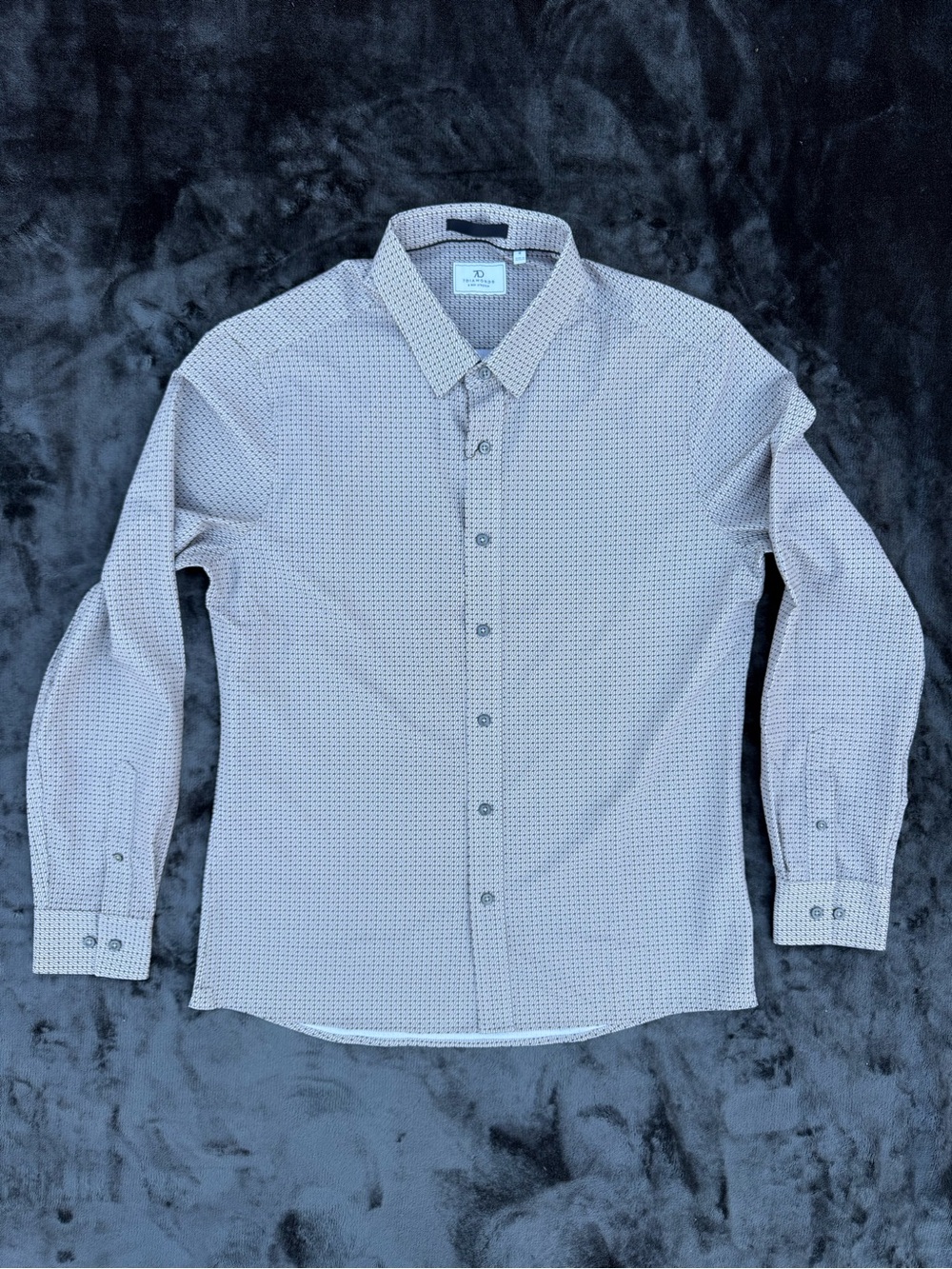 7 Diamonds Landon 4 Way Stretch Woven Button Down Shirt Gray Geometric Dress Top